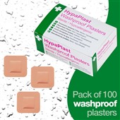 HypaPlast Washproof Plasters 3.8cm x 3.8cm (Pack 100)