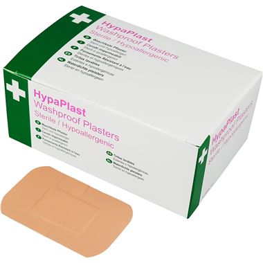 HypaPlast Washproof Plasters 7.2cm x 5cm (Pack 100)