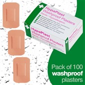 HypaPlast Washproof Plasters 7.2cm x 5cm (Pack 100)