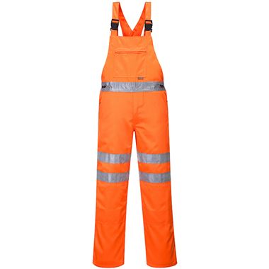 Portwest RT43 Orange Polycotton Hi Vis Bib & Brace Overall