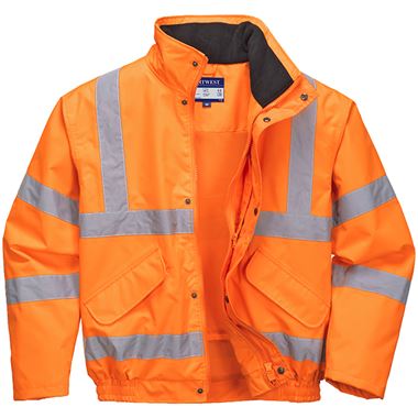 Portwest RT62 Orange Mesh Lined Hi Vis Breathable Waterproof Bomber Jacket