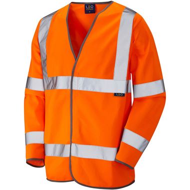 Leo Workwear Shirwell Orange Long Sleeve Hi Vis Vest