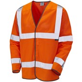 Leo Workwear Fremington Rail Orange EcoViz Mesh Long Sleeved Hi Vis Vest