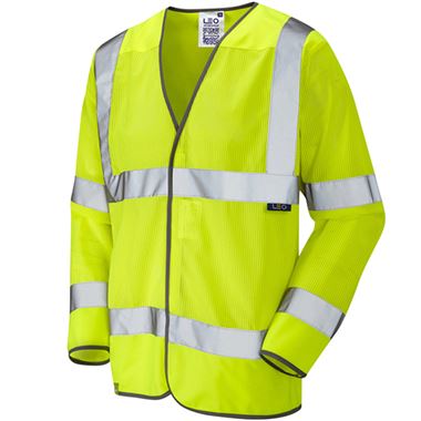 Leo Workwear Fremington Yellow EcoViz Mesh Long Sleeved Hi Vis Vest