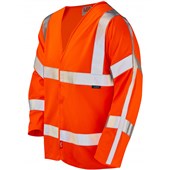 Leo Workwear Parkham Orange EcoViz Flame Retardant Long Sleeve Hi Vis Vest
