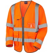 Leo Workwear Wrafton Orange Long Sleeve Superior Hi Vis Vest  