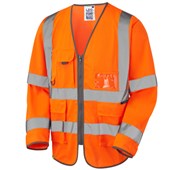 Leo Workwear Wrafton Orange EcoViz Long Sleeve Superior Hi Vis Vest