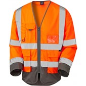 Leo Workwear Wrafton Two Tone Long Sleeve Superior Zipped Hi Vis Vest  