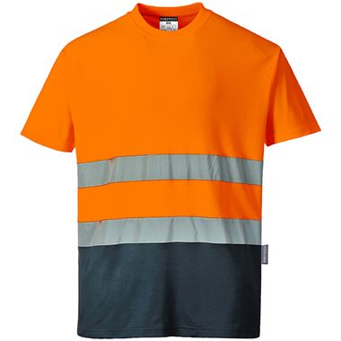 Portwest S173 Orange/Navy Polycotton Comfort Two Tone Hi Vis T-Shirt