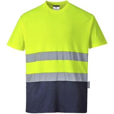 Portwest S173 Yellow/Navy Polycotton Comfort Two Tone Hi Vis T-Shirt