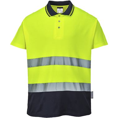 Portwest S174 Yellow/Navy Polycotton Comfort Two Tone Hi Vis Polo Shirt