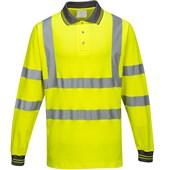 Portwest S271 Yellow Polycotton Long Sleeved Hi Vis Polo Shirt