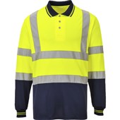 Portwest S279 Yellow/Navy Two Tone Long Sleeved Hi Vis Polo Shirt