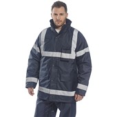 Portwest S433 Navy Iona Lite Reflective Waterproof Padded Hi Vis Jacket