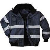 Portwest S435 Navy Reflective Iona Padded Waterproof 4-in-1 Hi Vis Bomber Jacket