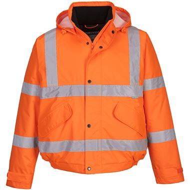 Portwest S463 Orange Deluxe Padded Waterproof Hi Vis Bomber Jacket