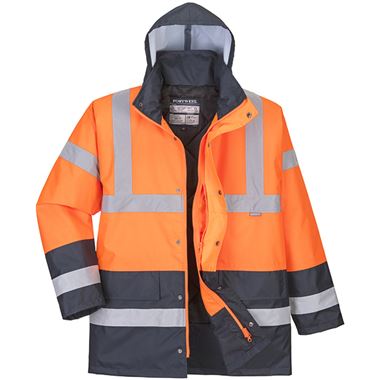 Portwest S467 Orange/Navy Padded Waterproof Two Tone Hi Vis Jacket