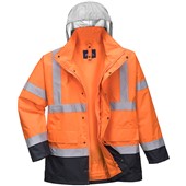 Portwest S471 Orange/Navy Two Tone Waterproof 4 in 1 Hi Vis Jacket