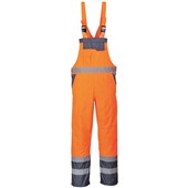 Portwest S488 Orange/Navy Contrast Hi Vis Waterproof Bib & Brace Overall