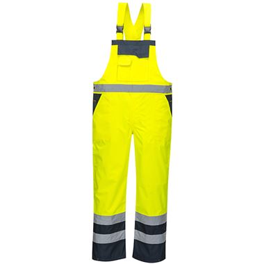 Portwest S488 Yellow/Navy Contrast Hi Vis Waterproof Bib & Brace Overall