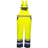 Portwest S488 Yellow/Navy Contrast Hi Vis Waterproof Bib & Brace Overall