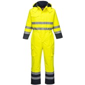 Portwest S775 Yellow/Navy Bizflame Rain Padded Waterproof Flame Resistant Anti Static Hi Vis Coverall