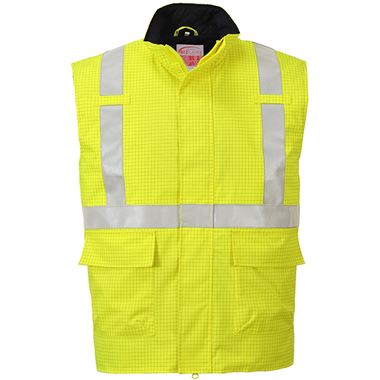 Portwest S776 Yellow Bizflame Rain Padded Flame Resistant Anti Static Hi Vis Bodywarmer