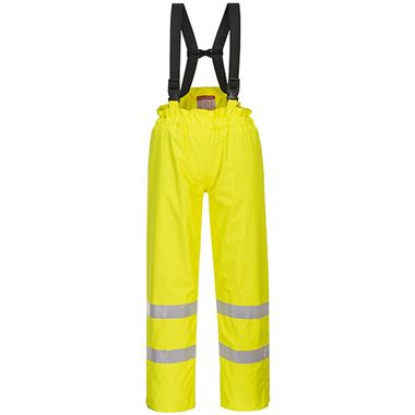 Portwest S781 Yellow Bizflame Rain Lined Waterproof Flame Retardant Anti Static Hi Vis Trousers