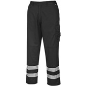 Portwest S917 Black Iona Reflective Hi Vis Combat Trousers 245g