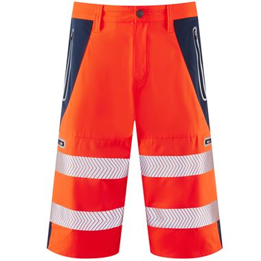 Leo Workwear Kingsley Rail Orange EcoViz Performance Hi Vis Shorts