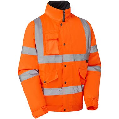 Supertouch Orange Hi Vis Fleece Lined Waterproof Padded Bomber Jacket