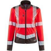 Leo Workwear Pennywell Red EcoViz Performance Women's Hi Vis Softshell Jacket (3L)
