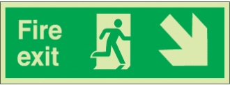 fire exit running man right arrow diag. down right 