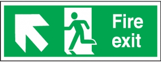 fire exit arrow diagonal up left 