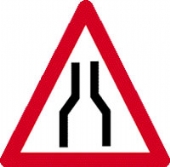 road narrows without channel 