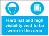 hard hat, high vis vest t be worn in area