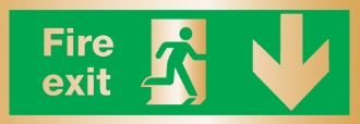 fire exit arrow down (Brushed Aluminium)