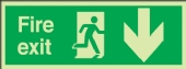 fire exit running man rignt arrow down