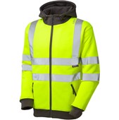 Leo Workwear Saunton Yellow EcoViz Hi Vis Hooded Sweatshirt