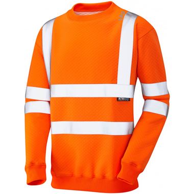 Leo Workwear Winkleigh Orange EcoViz Polycotton Hi Vis Sweatshirt 