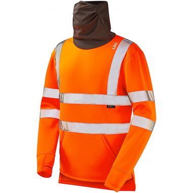 Leo Workwear Combesgate Orange EcoViz Stretch Hi Vis Snood Sweatshirt