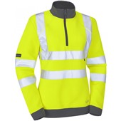 Leo Workwear Elberry Yellow EcoViz 1/4 Zip Women's Hi Vis Sweatshirt