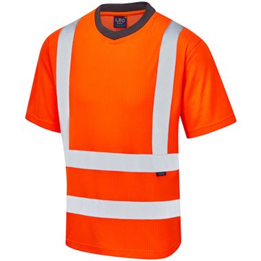 Leo Workwear Newport Orange Comfort EcoViz Hi Vis T-Shirt