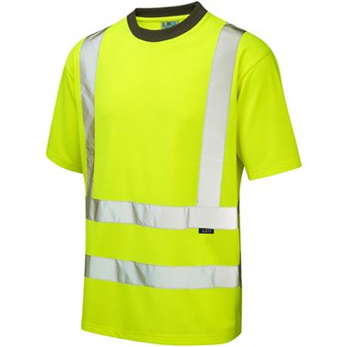 Leo Workwear Braunton Yellow Coolviz EcoViz Hi Vis T-Shirt  