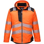 Portwest T400 PW3 Orange/Black Padded Waterproof Hi Vis Winter Jacket