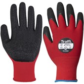 TraffiGlove TG1050 X-Dura Cut A Latex Palm Coated Red Gloves - 15g Cut Level 1