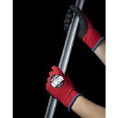 TraffiGlove TG1140 MicroDex Ultra Cut A Nitrile Foam Palm Coated Red Gloves - 15g Cut Level 1