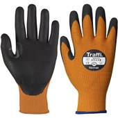 TraffiGlove TG3140 MicroDex Ultra Cut B Nitrile Foam Palm Coated Amber Gloves - 13g