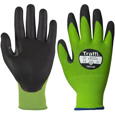 TraffiGlove TG5140 MicroDex Ultra Cut C Nitrile Foam Palm Coated Green Gloves - 13g