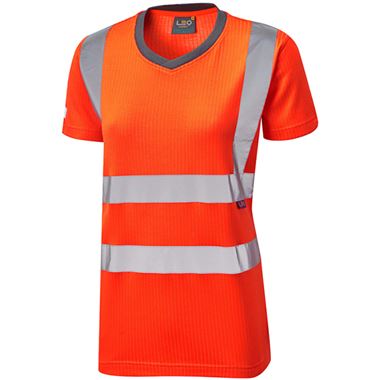 Leo Workwear Belstone Rail Orange EcoViz Comfort Women's Hi Vis T-Shirt